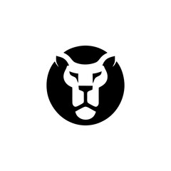 Minimalist Lion Head Silhouette Emblem in Vector