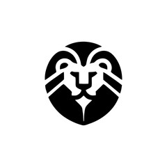 Geometric Lion Head Vector Icon Design in Bold