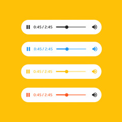 Fototapeta premium audio player interface with play, pause, progress bar, and volume icons.