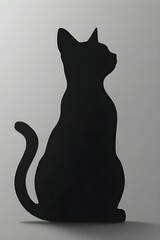 Cat silhouette with graceful mood sitting composedly representing minimalist elegance against a soft gradient backdrop