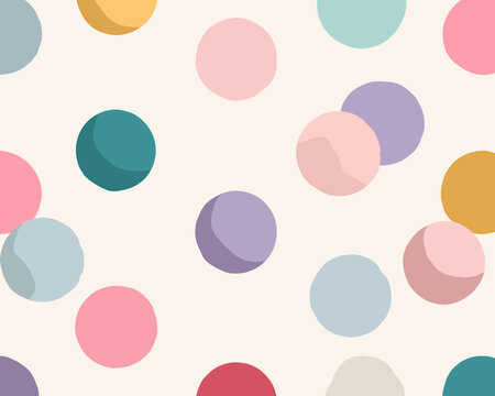 Vetor de fundo com bolinhas coloridas em tons past&eacute;is, padr&atilde;o abstrato e alegre para design.