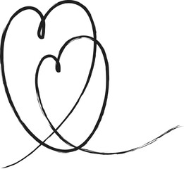 Painted hearts from grunge brush strokes