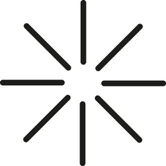 Abstract radial starburst pattern geometric lines on a transparent background minimal design element