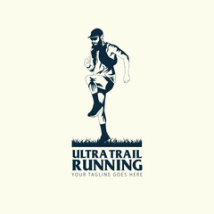 Ultra Trail running logo vector illustration on white background