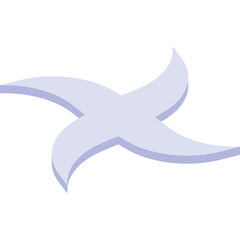 Abstract Pale Blue Swirling Shape with Four Petal Design on Transparent Background