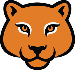 Stylized Orange Lioness Face Logo on White big cat