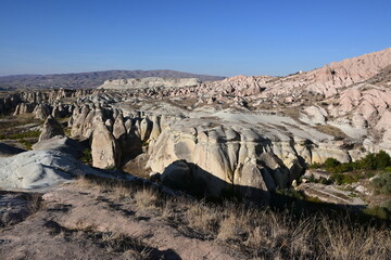 Volcanic Rock Formations and Cave Houses in Cappadocia, Turkey