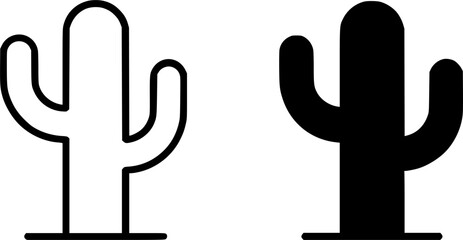 Minimalist icon, cactus vector, black and white, outline and silhouette