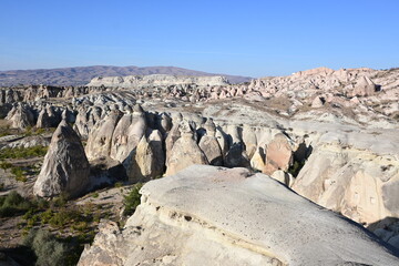 Volcanic Rock Formations and Cave Houses in Cappadocia, Turkey