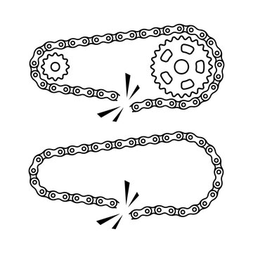 Broken motorcycle or bicycle chain vector illustration design