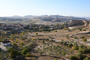 Fototapeta premium Volcanic Rock Formations and Cave Houses in Cappadocia, Turkey