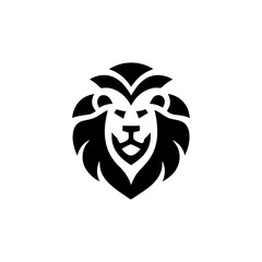 Stylized Lion Head Icon in Minimalist Silhouette Style