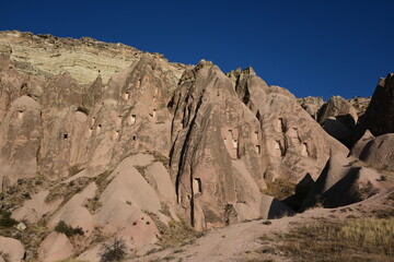 Volcanic Rock Formations and Cave Houses in Cappadocia, Turkey