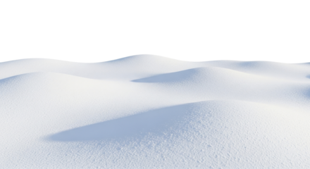 Fresh white snowdrifts with soft shadows on a transparent background PNG image for winter projects