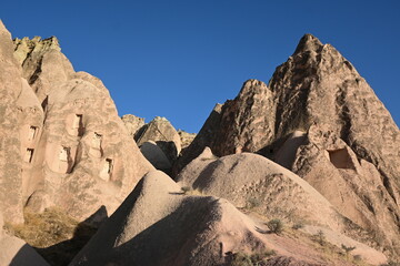 Volcanic Rock Formations and Cave Houses in Cappadocia, Turkey