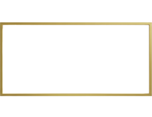 Golden rectangular frame with metallic shine on a transparent background PNG file