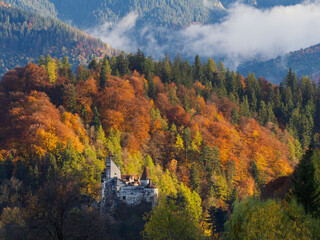 Bran Castle at sunset. The famous Dracula's castle in Transylvania, Romania
