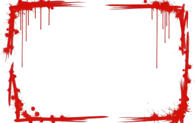 Dynamic red paint splatter grunge frame border with abstract geometric shapes on a transparent background PNG file