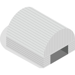 Isometric Quonset Hut Structure With Metal Siding And Open Entrance In A Simple Gray Scale Color Scheme On A Transparent Background