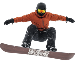  Snowboarder performing aerial jump in winter gear on a transparent background PNG image