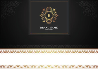 Golden Emblem with Initial B for Luxurious Brand Presentation Template