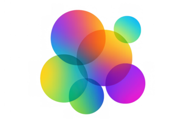 Vibrant overlapping circles forming a colorful abstract background with transparency, creating modern graphic design elements