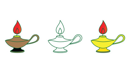 Oil Lamp Designs Outline And Color Variations ancient