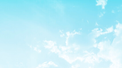 Blue sky with white fluffy cloud. Cloudscape cumulus summer soft light sky. Beautiful nature morning. Freedom of life concept.