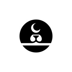 Minimalist Moon Lion Symbol within a Circle