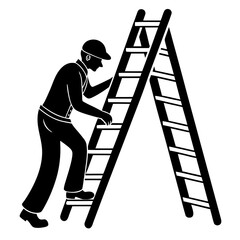 a flat-style vector icon of a black ladder silhouette, no background, using only black color, minimal and modern design.
