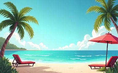 summer holidays vacation Web Banner illustration. High quality