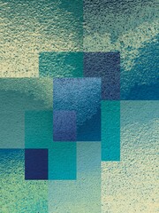 งานศิลปะที่ไม่มีชื่อModern abstract geometric background with overlapping blue and cyan squares, creating a clean, calm, and stylish visual effect. Perfect for graphic design, digital art, advertising