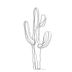 Elegant Continuous Cactus Line Art Design