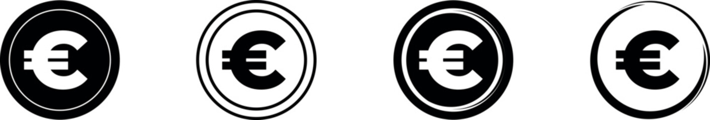Dollar and euro icon set in solid and outline style