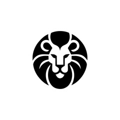 Modern Monochromatic Lion Head Emblem Design