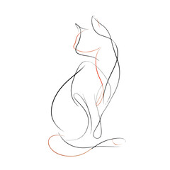 Sleek cat silhouette in continuous line art