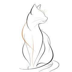 Elegant single line drawing of feline