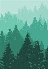 Fototapeta premium Minimalist Nature Landscape Flat Vector Background Illustration. Perfect for wildlife, nature design themes, calm, travel, outdoor, or eco concepts. 