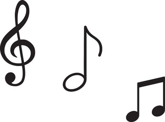 Treble Clef and Music Notes Vector Icons