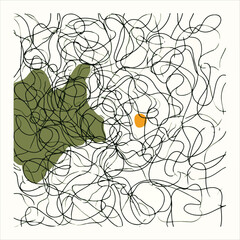 Abstract single-line chaotic scribble pattern art