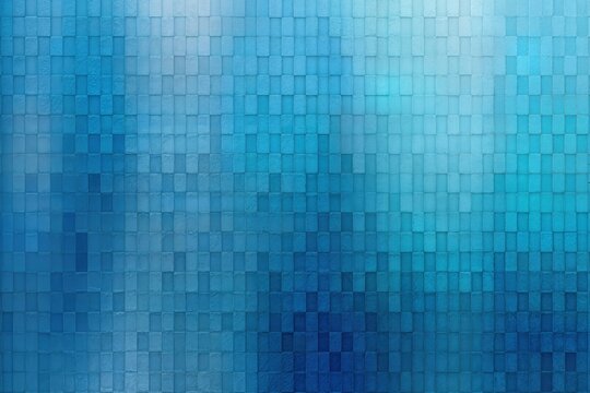 An abstract background composed of a digital mosaic or pixel pattern in various shades of vibrant light and dark blue and turquoise