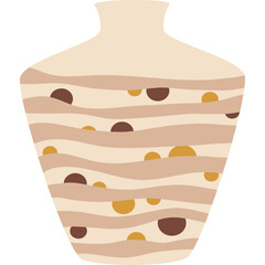 Abstract Terracotta Vase with Organic Wave Pattern and Speckled Accents Neutral Earth Tones Simple Decorative Object Isolated on Transparent Background