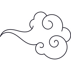 Abstract Tribal Cloud Swirl Outline Design Simple Geometric Shape on Transparent Background