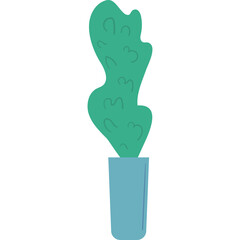 Abstract Teal Green Organic Shape Emerging From A Light Blue Cylindrical Vase Isolated On White Background Minimalist Graphic Design Element