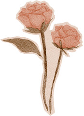 textured watercolor flower, vintage, sticker