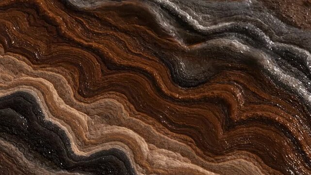 Shifting earthy brown and grey mineral textures smoothly undulate in a seamlessly looping abstract geological pattern cave, geological pattern, earth