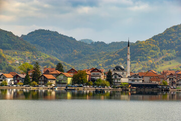 Bosnian town of Divic on the bank of the Drina River