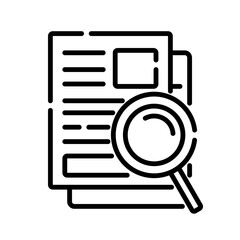 finding searching document with magnifying glass icon