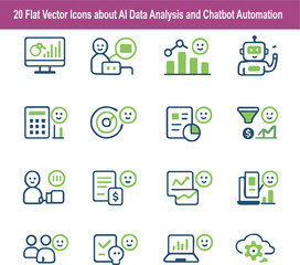 20 Flat Vector Icons about AI...