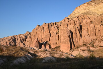 Volcanic Rock Formations and Cave Houses in Cappadocia, Turkey
